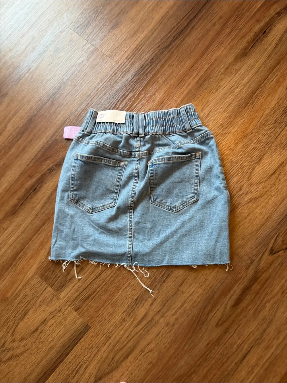 EVIE Light Blue Distressed Denim Skirt
